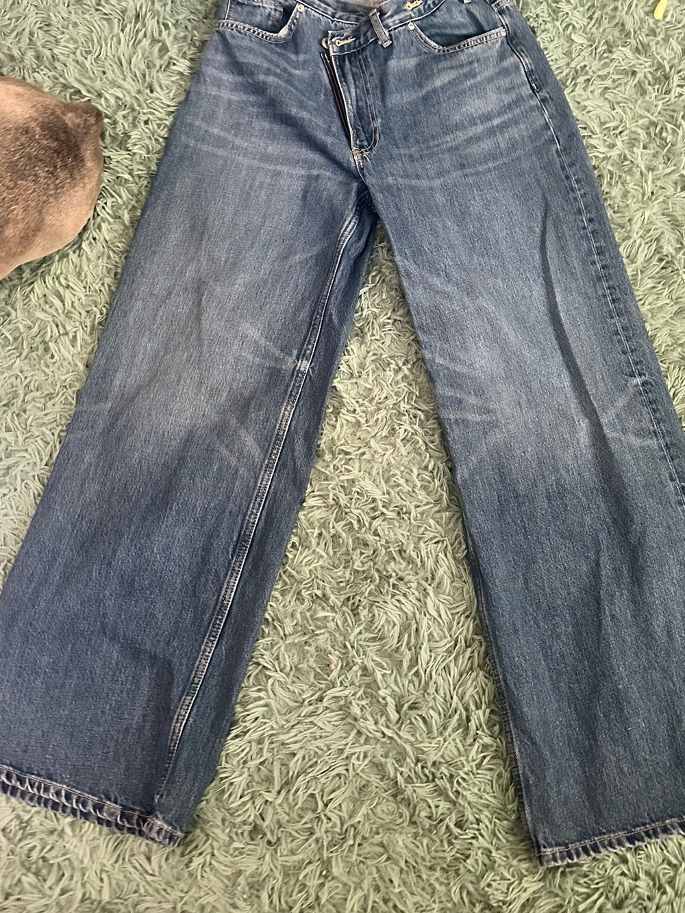 Zara Relaxed Wide-Leg Blue Jeans